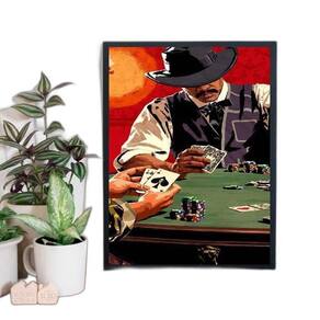 Quadro Jogatina Poker Night 45X34Cm Moldura Preta
