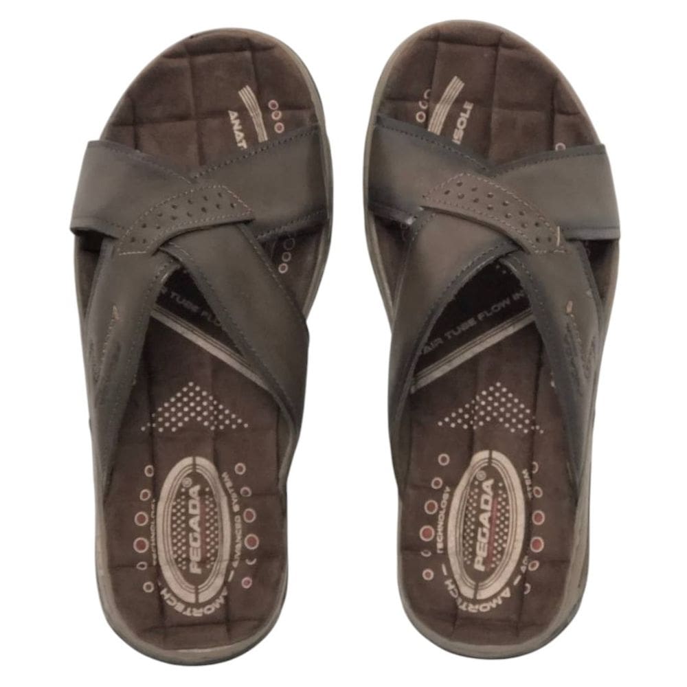 Chinelo Masculino Calce Fácil Couro Dia a Dia Pegada