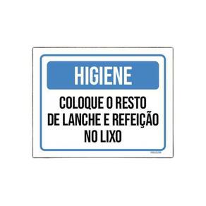 Placa Higiene Coloque Resto Lanche Refeição Lixo 36X46