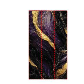 Papel De Parede Painel 3D Mármore Roxo Ouro Preto 1,5M