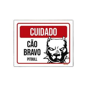 Placa Cuidado Cão Cachorro Bravo Pitbull 27X35