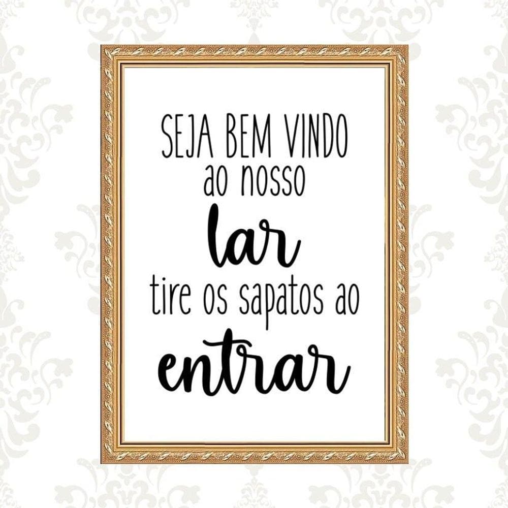 Quadro Moldura Dourada Tire Os Sapatos 45X34Cm