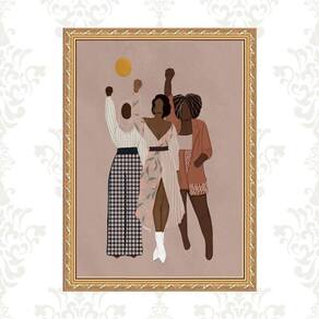 Quadro Moldura Dourada Viva A Diversidade 33X24Cm