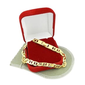 Pulseira Masculina 21Cm 8Mm Largura Folheada Ouro Pl164