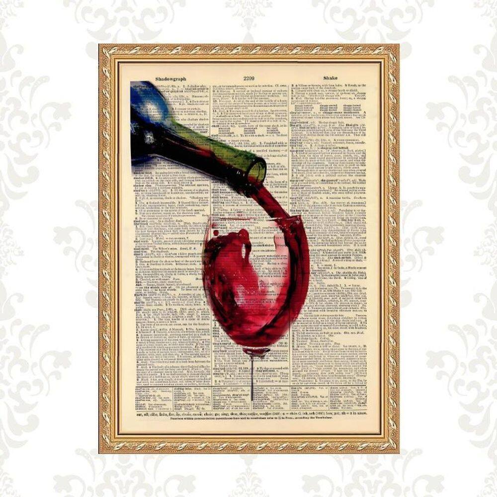 Quadro Moldura Dourada Vinho Tinto 45X34Cm