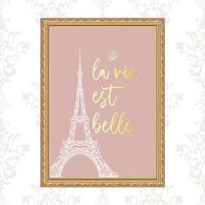 Quadro Moldura Dourada Torre Eiffel 24X18Cm