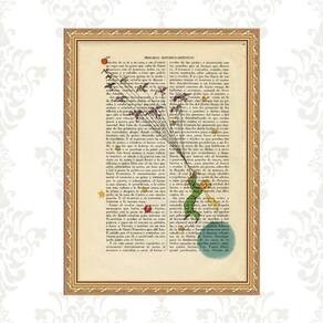 Quadro Moldura Dourada Pequeno Príncipe Vintage 45X34Cm