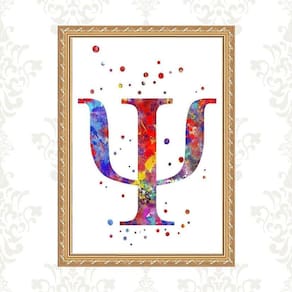 Quadro Moldura Dourada Símbolo Psicologia 33X24Cm
