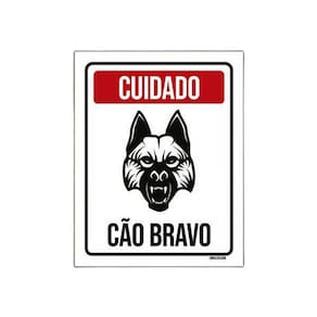 Placa De Sinalização - Cuidado Cão Bravo 27X35
