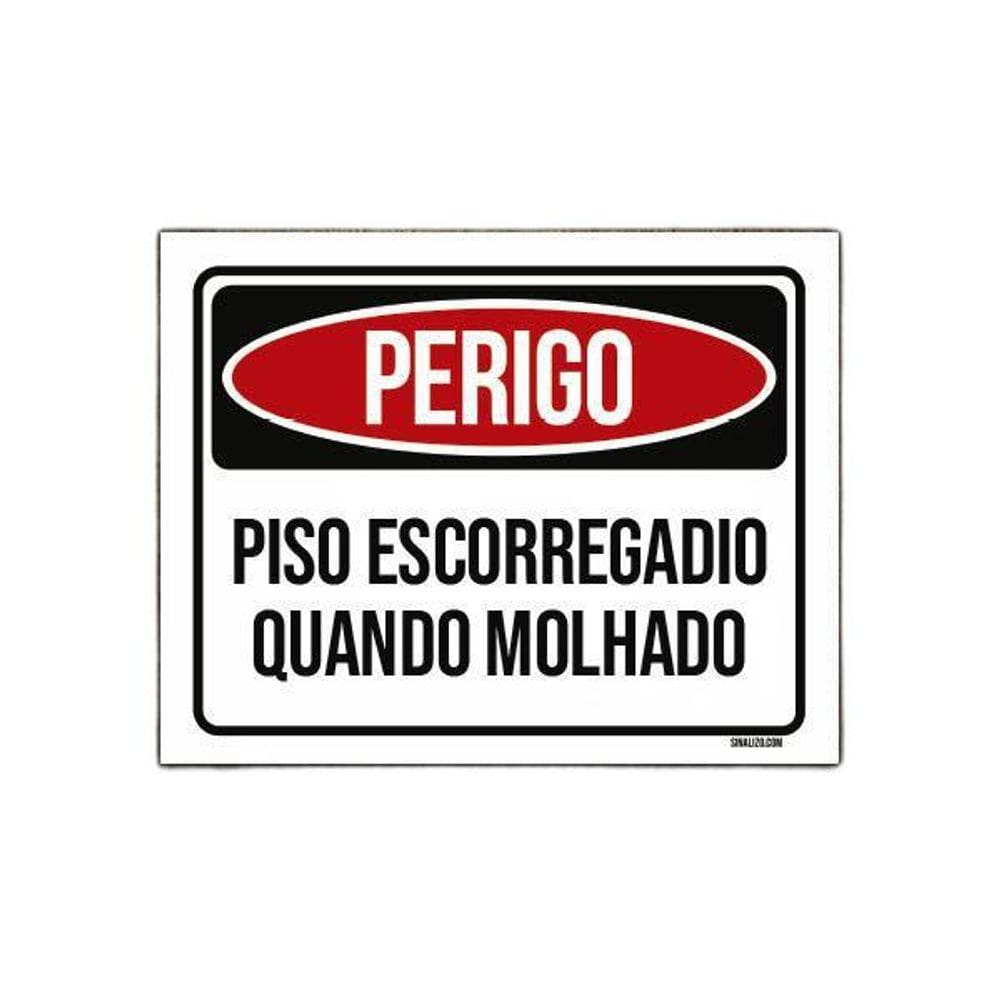 Placa Perigo Pisoescorregadio Quando Molhado 27X35