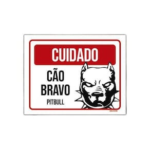 Placa Cuidado Cão Cachorro Bravo Pitbull 27X35
