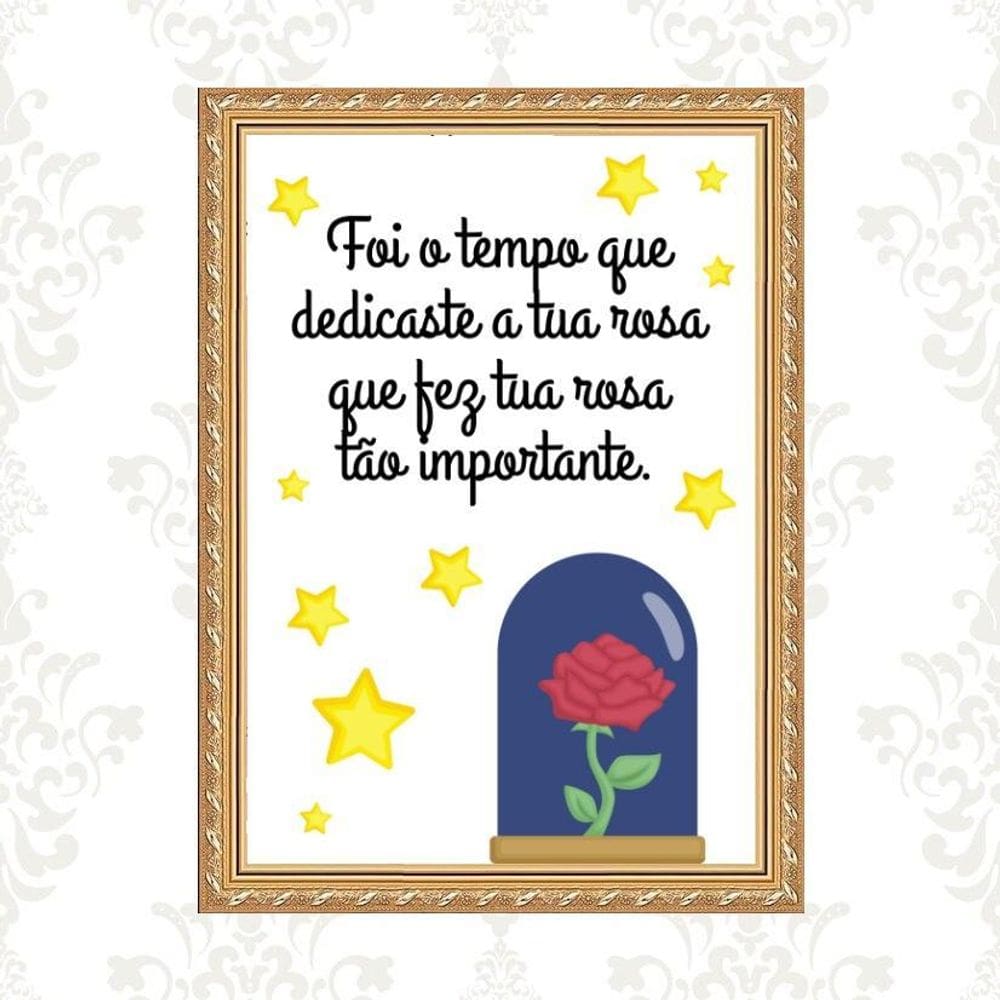 Quadro Moldura Dourada Pequeno Príncipe 24X18Cm