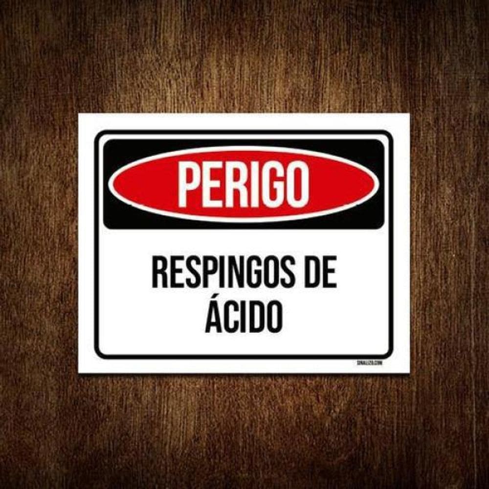 Kit 10 Placas Perigo Respingos De Ácido