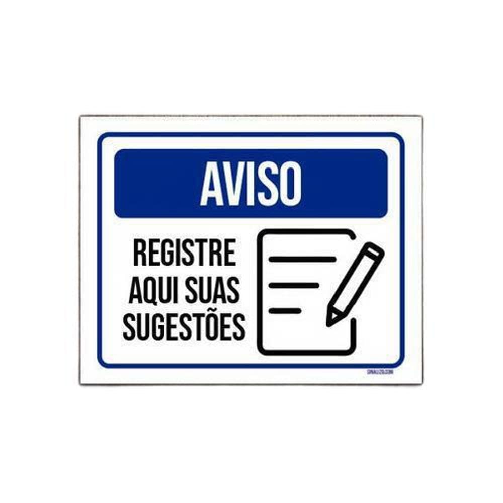 Kit 5 Placas Aviso Registre Aqui Suas Sugestões