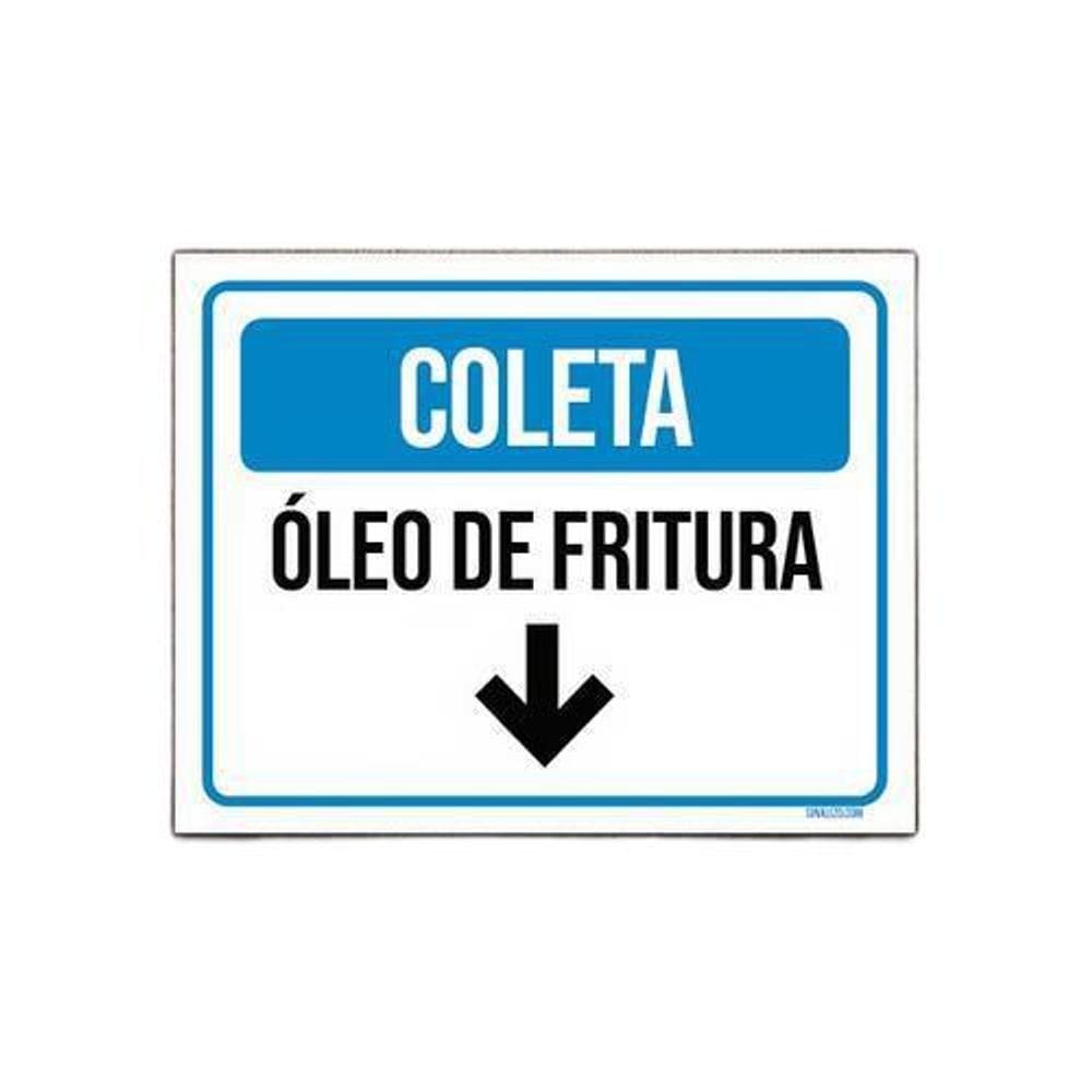 Placa Sinalização Coleta Óleo De Fritura 27X35