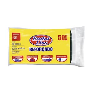 Saco para Lixo Embalixo Rolo Profissional Reforçado 50 Litros - Embalagem com 50 Unidades