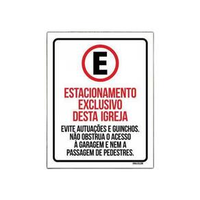 Kit 10 Placas - Estacionamento Exclusivo Igreja