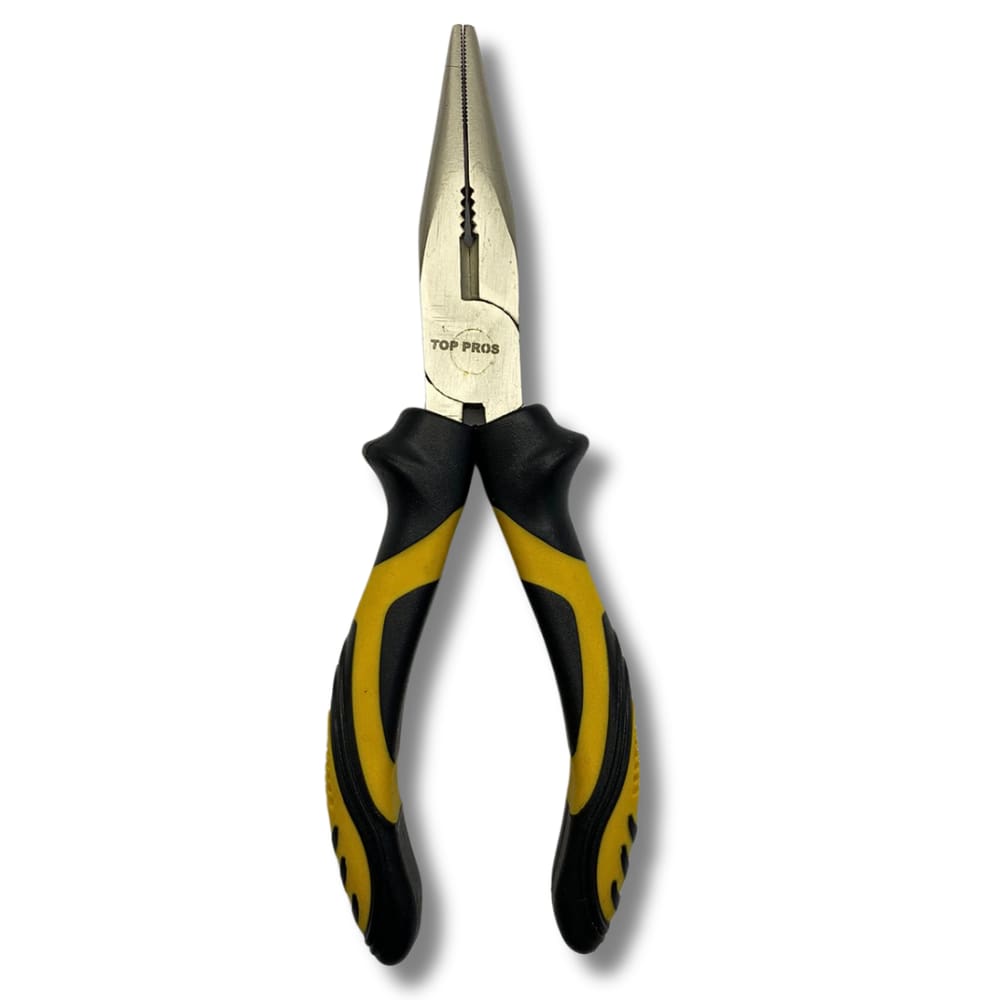 Alicate Bico Longo Reto 6" Meia Cana Niquelado Aço Carbono 160mm Cabo C/ Borracha Termoplástica