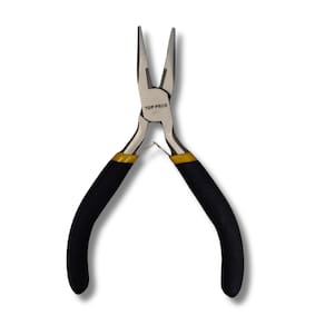 Alicate Bico Longo Reto 4,5" Mola Meia Cana Niquelado Aço Carbono 125mm Cabo Borracha Termoplástica
