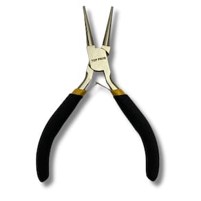 Alicate Mini Bico Redondo Ponta Fino 4,5" Mola Niquelado Aço Carbono Cabo Borracha Termoplástica