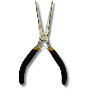 Alicate Mini Bico Fino Longo Agulha 5" Aço Niquelado 150mm Com Mola Cabo Borracha Termoplástica