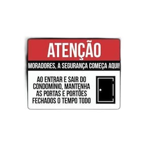 Kit 5 Placas De Atenção Mantenha A Porta Fechada Condomínio