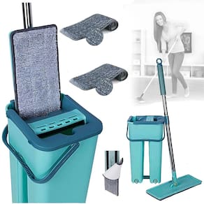 Rodo Flat Mop Esfregão 360º 2 Refil Microfibra Com Balde Multiuso