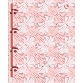 Caderno Argolado Cartonado Colegial Rosa Rose 160 Folhas Com Divisórias Animativa 8222
