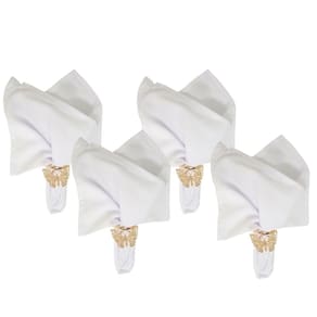 Jogo Guardanapo Tecido e Argola Metal Rosê Gold Borboleta 4 Unidades - Bela Flor
