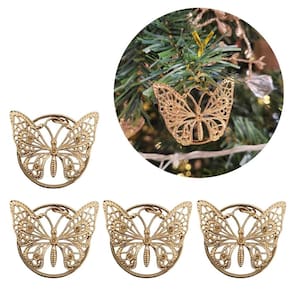 Kit 4 Pingentes Argola Natal Borboleta Metal Rosê Gold 4cm - Bela Flor