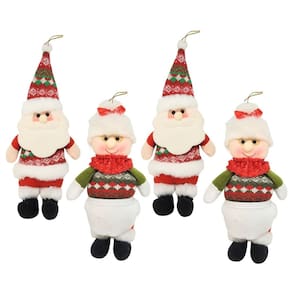 Jogo Papai Noel e Mamãe Noel Pelúcia Pendente 30cm Gorro Crochê 4 Peças - Master Christmas