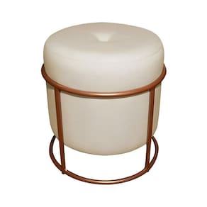 Puff Decorativo Redondo Para Sala Argola Ian Bege