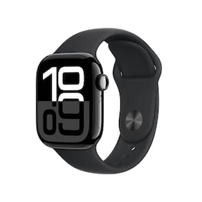 Apple Watch Series 10 GPS • Caixa preta brilhante de alumínio – 42 mm • Pulseira esportiva preta – M/G