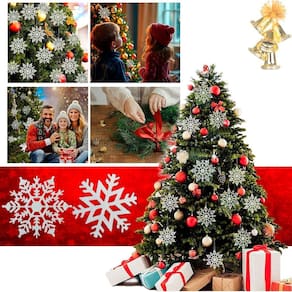 Kit 12 Enfeites Pendente De Natal Floco De Neve Glitter 10Cm