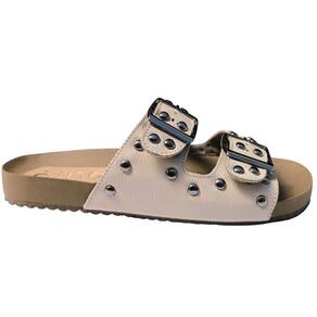 Sandalia Rasteira Fivela Papete Tamanhos Especiais Off White
