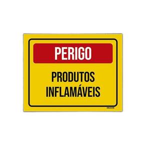 Placa De Sinalização - Perigo Produtos Inflamáveis 27X35