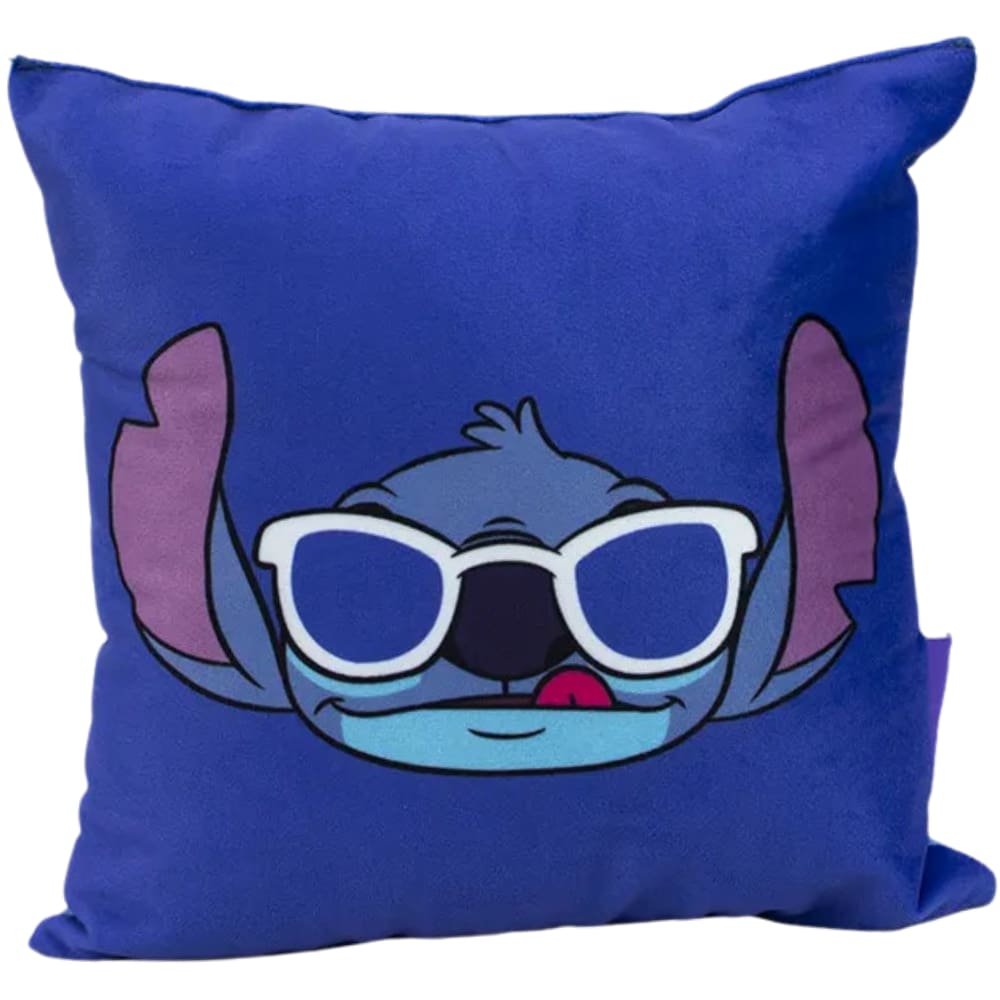 Almofada Stitch Com Óculos De Sol Aveludada 25X25cm Oficial Disney