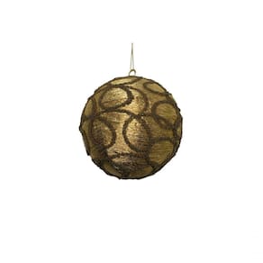 Conjunto Com 03 Bolas Douradas Arabesco 10cm Ht9238 - Linha Christmas Premium