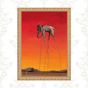Quadro Moldura Dourada Dalí - Elefante 33X24Cm