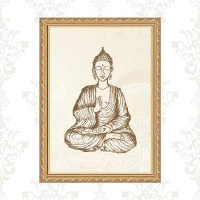 Quadro Moldura Dourada Buda Indiano 33X24Cm