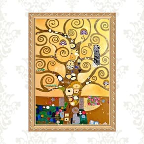 Quadro Moldura Dourada Árvore Klimt 33X24Cm