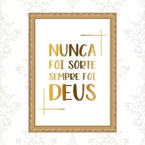 Quadro Moldura Dourada Nunca Foi Sorte 33X24Cm