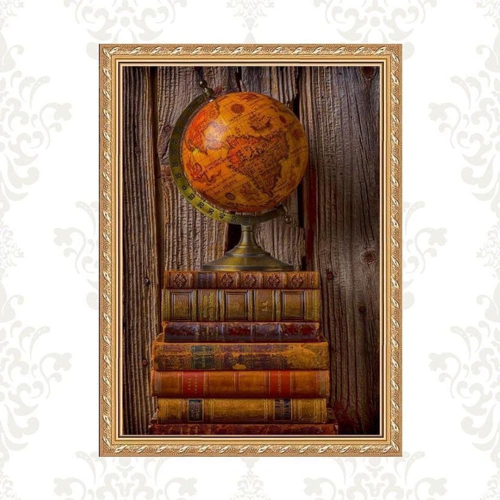 Quadro Moldura Dourada Escritório Vintage 33X24Cm