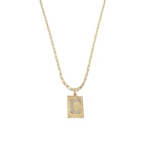 Cordão 50Cm Masculino Feminino Pingente Letra C Banhado Ouro