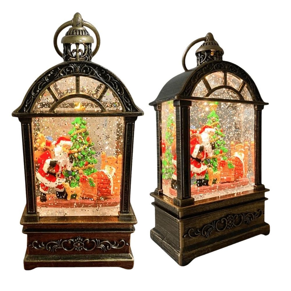 Luminária Globo Neve Musical Natalina Papai Noel E Árvore