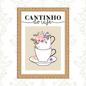Quadro Moldura Dourada Cantinho Do Café 24X18Cm
