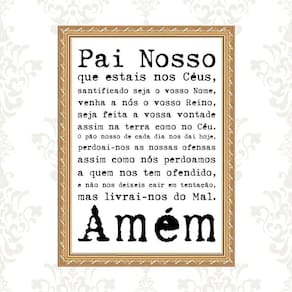 Quadro Moldura Dourada Oração Pai Nosso 33X24Cm