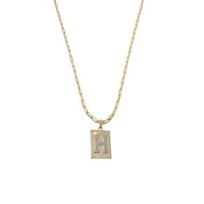 Cordão 45Cm Masculino Feminino Pingente Letra H Banhado Ouro