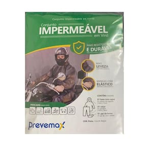 Conjunto Chuva Impermeavel Preto C/Elastico E Capuz E Bota