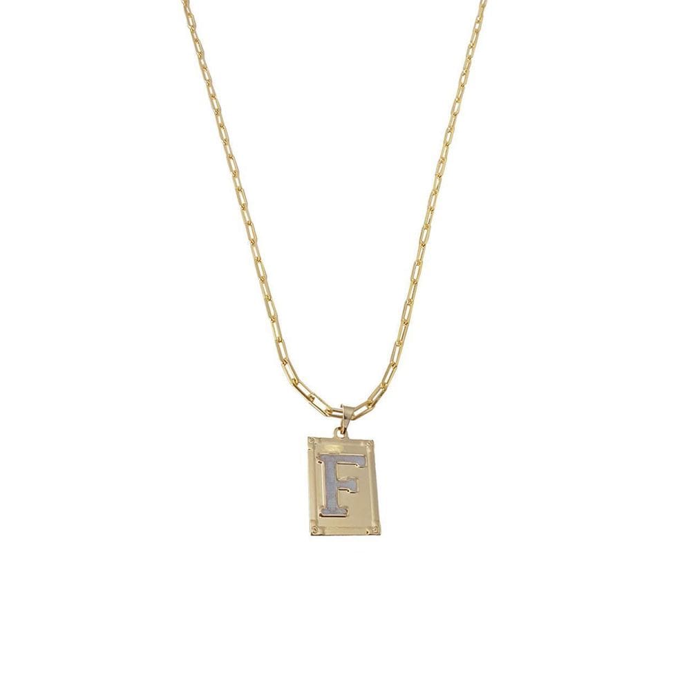 Cordão 50Cm Masculino Feminino Pingente Letra F Banhado Ouro